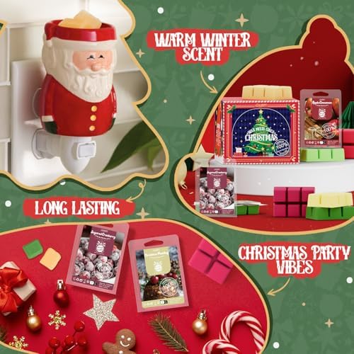 Salubrito Christmas Scented Wax Melts, Strong Scented Soy Wax Cubes/Tarts Variety Set - Apple Cinnamon, Gingerbread, Christmas Tree, Pudding, Sugared Cranberry, Candy Cane, Mistletoe, Chocolate Cake