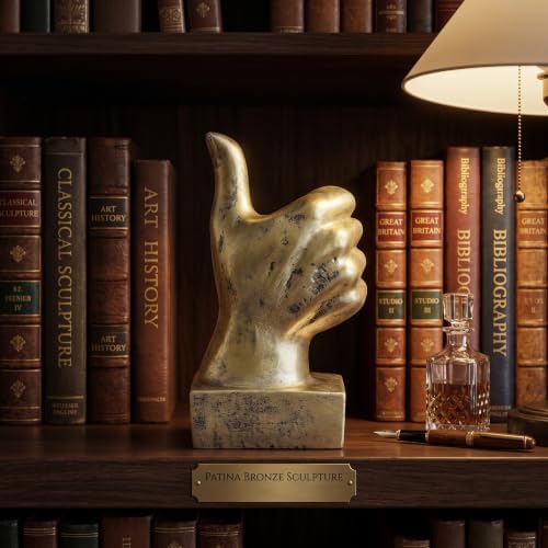 Nice purchase Hand Finger Gesture Desk Statues Fingers Sculpture Creative Home Living Room Cabinet Shelf Decoration (Thumbs-up in Gold)