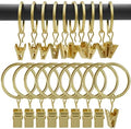 90 Pack Metal Curtain Rings with Clips, 1.26 in ID, Gold