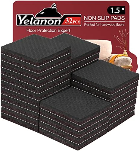 Yelanon Non Slip Furniture Pads for Hardwood Floors 32 Pcs 1.5"