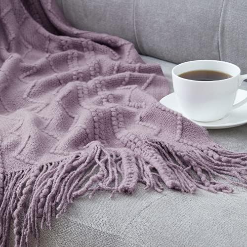 BOURINA Light Lavender Throw Blanket 50x60Inch Knit Soft Throw Sofa Blanket