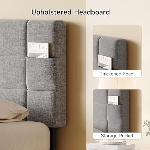 ONBRILL Headboard Full/Queen Size, Adjustable Height 42-48 in, Light Grey