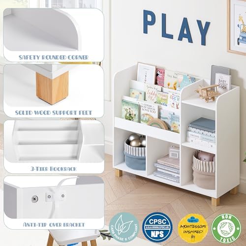 Spirich Kids Bookshelf and Toy Storage, Child Cube Organizer Bookcase Shelf