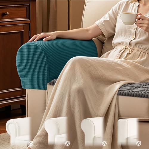 SUBRTEX Stretch Couch Arm Covers Set of 2, Non-Slip Sofa Armrest Slipcovers