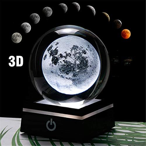 3D Moon Crystal Ball Planet Space Decor Astronomy Science Gift Lamp