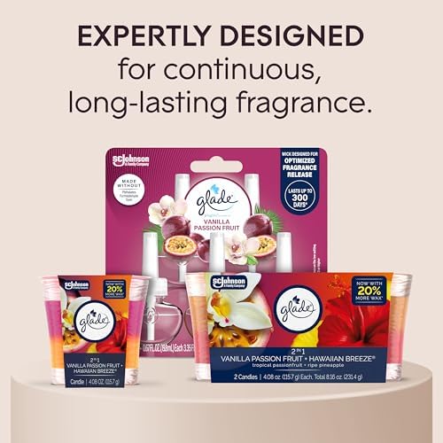 Glade 2in1 Scented Candle, Hawaiian Breeze & Vanilla Passion Fruit, 2 Count