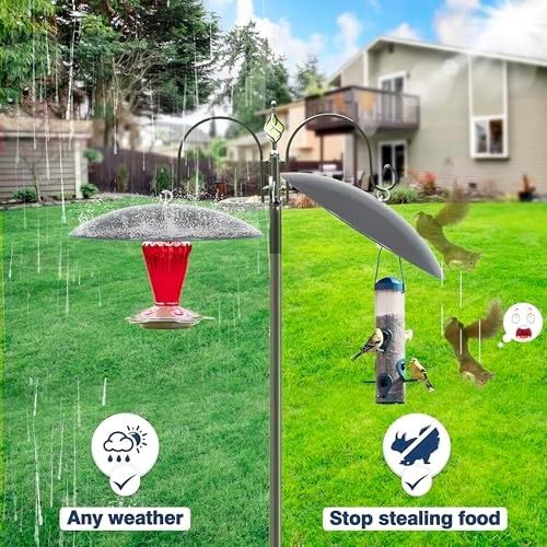 13" Bird Feeder Rain Guard, Hummingbird Feeder Shade Dome Cover, Hanging Baffle for Bird Feeder Pole,Smart Birds Feeder's Umbrella(Grey), 2 Pack