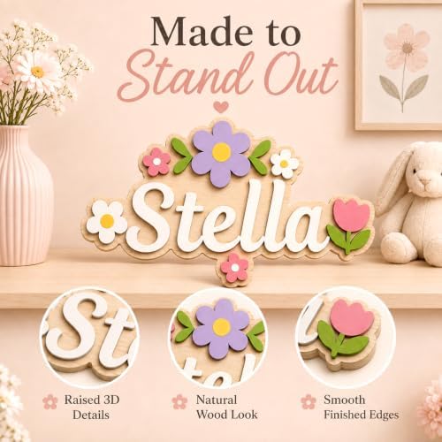 Personalized Name Sign for Nursery, Custom Wooden Kids Room Door Wall Sign