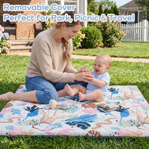 1.6" Thick Baby Play Mat, 50x50 Removable & Machine Washable Cover