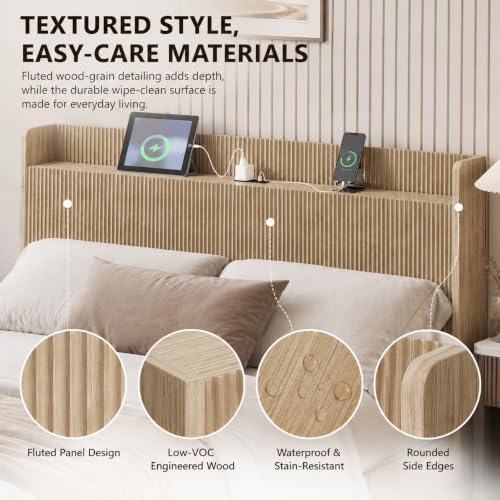Vintage Queen Size Fluted Headboard Only Boho Head Boards