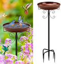 Daoeny Heavy Duty Bird Baths for Outdoors, 35In Outdoor Freestanding Birdbaths & Birdfeeder, Bird Bath Feeder Bowl with Metal Stake Garden Patio Yard Lawn Decor, Upgraded 5-Pronged Base (Brown)