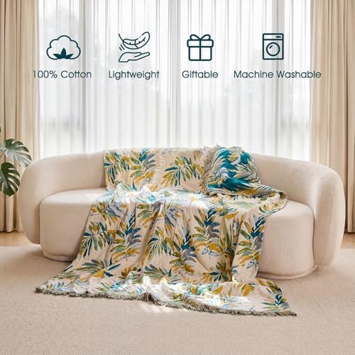 Boho Throw Blanket - Reversible 60"x80" 100% Cotton Throws for Adult