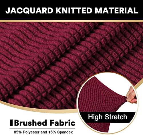PrinceDeco T Cushion Loveseat Slipcover - 3 Pieces Sofa Cover for 2 Cushion Couch with 2 Individual T Shape Seat Covers Width Up to 76 Inch - Stretch, Machine Washable, Burgundy