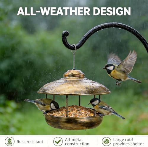 Durable Bird Feeder for Outdoors Hanging,All Metal Bird Feeder for Outside