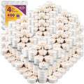 MontoPack Unscented Tea Light Candles 400 Pack | 4 Hours, White, Smokeless, Dripless Small Votive Paraffin Tealights | Long-Lasting for Home, Shabbat, Weddings, Events, Emergencies | Mini Candles Bulk