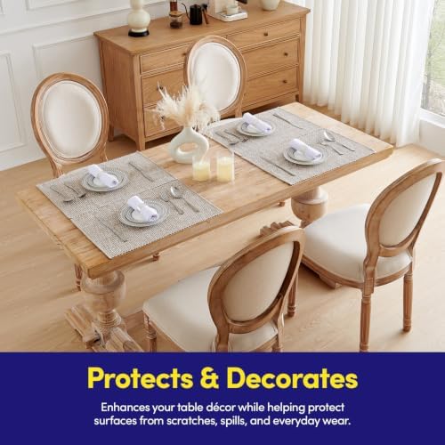 Sweet Home Collection 100% Cotton Placemats for Dining Room Rectangle Two Tone Woven Fabric 13" x 19" Soft Durable Table Mat Set, Set of 4, Taupe