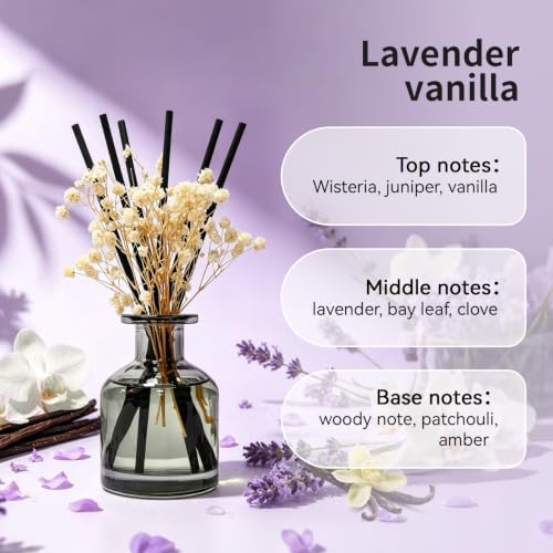 Brakula Reed Diffuser Set, Lavender Vanilla Scent, 4.06 fl oz Essential Oil
