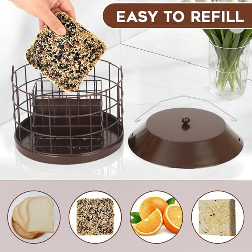 Gbekery Squirrel Proof Suet Bird Feeders for Outdoors Hanging, Brown