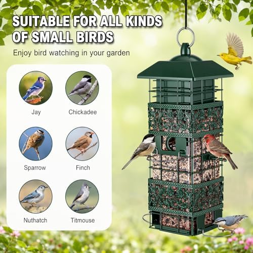 Squirrel Proof Bird Feeder, 2.8LB Weight-Activated Metal Outdoor