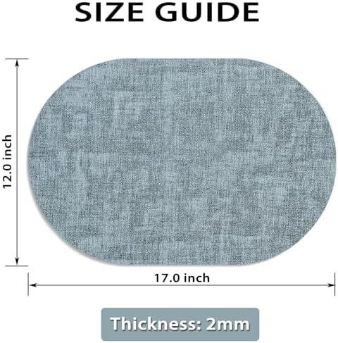 Faux Leather Oval Placemats Set of 4, Light Blue