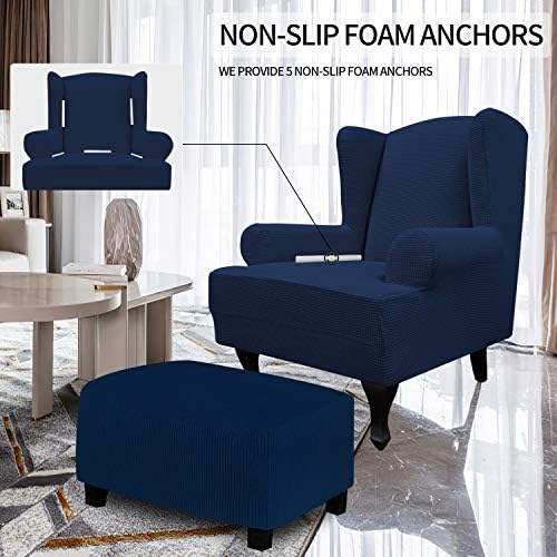 Easy-Going Stretch Large Wingback Chair Sofa Slipcover Navy