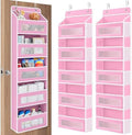 JARLINK Over the Door Organizer for Pantry, Bathroom, 5 Shelf Pink, 2 Pack