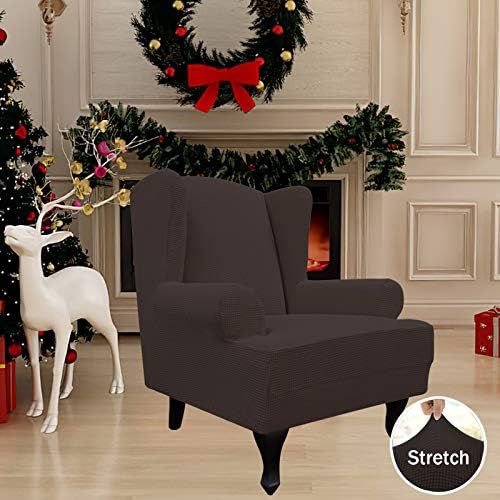 Easy-Going Stretch Large Wingback Chair Sofa Slipcover Chocolate