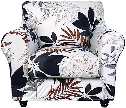 SearchI Stretch Sofa Cover Printed Couch Covers, Floral Pattern 2 Piece Armchair Slipcover with Separate Chair Cushion Cover, Washable Furniture Protector for Living Room(Armchair, Maple Leaf)