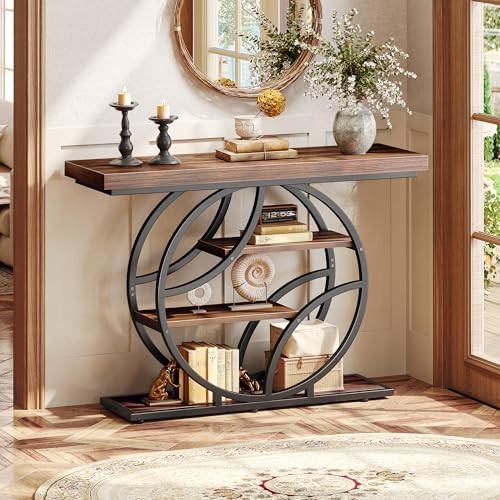 Huuger 41.3 Inch Entryway Table, Console Table with Shelves, Sofa Table