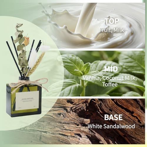 Reed Diffuser, 6 oz Vanilla Cream Scent Diffuser with 7 Sticks, 90 Days Long Lasting Reed diffusers for Home, Elegant Fragrance for Bathroom Bedroom Office Decor, Air Fresh