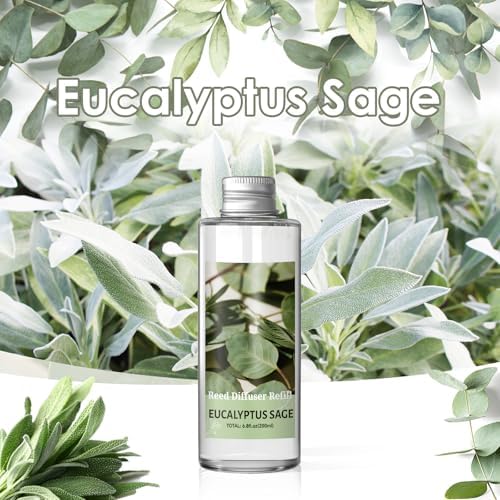 SCENTORINI Reed Diffuser Oil Refill Set, Eucalyptus Sage Scent, 6.76 Oz