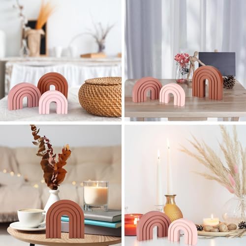 3 Set Pink Boho Shelf Decor Wood Arch Ends