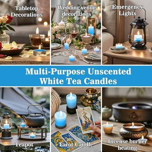 MAQIHAN Blue Tea Light Candles 25 Pack - Mini Soy Wax Votive Candles Bulk