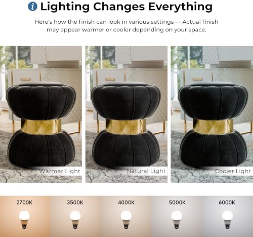 Furniture of America Magnus Modern 17-inch Upholstered Ottoman with Hourglass Shape and Stainless Steel Gold Trim, Vanity Stool Chair, Small Foot Stool for Bedroom, Living Room, Entryway, Black