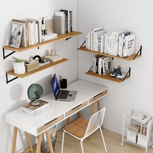 Heimlove 36W x 12D Deep Floating Shelves Set of 2 Oak