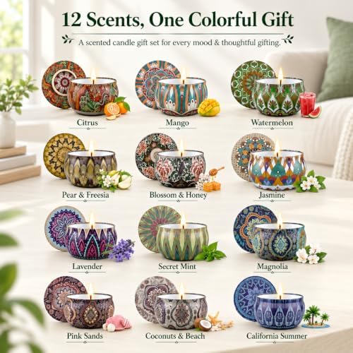 Scented Candles Gift Set, 12 Pack Candle Set for Home, Gifts for Women