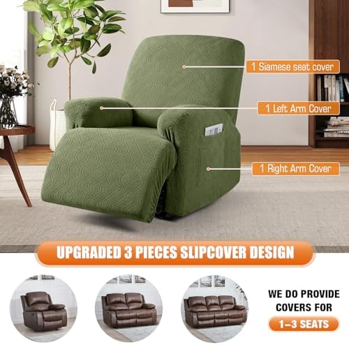 VANSOFY Stretch Recliner Chair Cover, Slipcover, Army Green, 1 Seater
