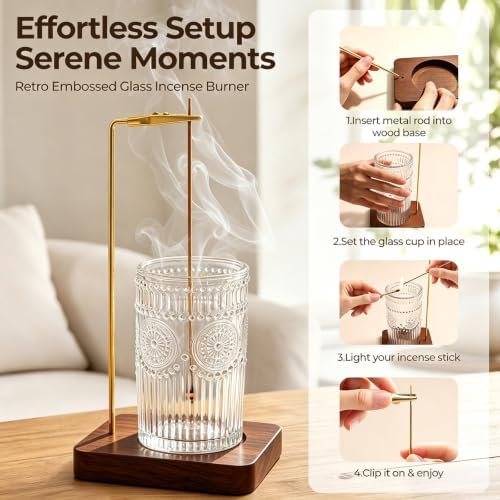 Incense Holder for Sticks, Vintage Glass Incense Burner
