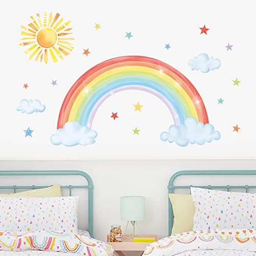 decalmile Rainbow Sun Cloud Star Wall Decals Stickers
