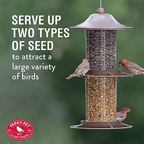 Perky-Pet Large 2-Tier Panorama Wild Bird Outdoor Feeder with Hanging Hook - 325SCOMBO-1SR - 4.5 lb Seed Capacity - Durable Construction - Versatile Hanging with Included Hook