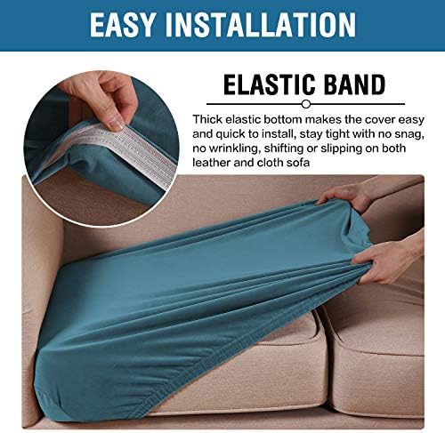 H.VERSAILTEX Velvet Stretch Couch Cushion Cover Plush Cushion Slipcover for Chair Loveseat Sofa Cushion Furniture Protector Seat Cushion Sofa Cover (3 Piece Sofa Cushion Covers, Peacock Blue)