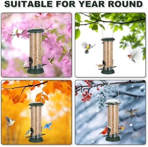 FEED GARDEN Small Tube Bird Feeder 2 Pack, 8.5 Inch Plastic Hanging Feeder