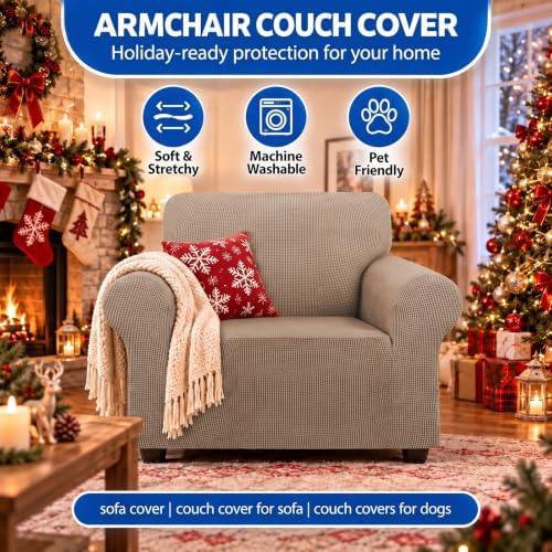 KEKUOU Stretch chair Sofa Slipcover, Single Couch Cover,Camel