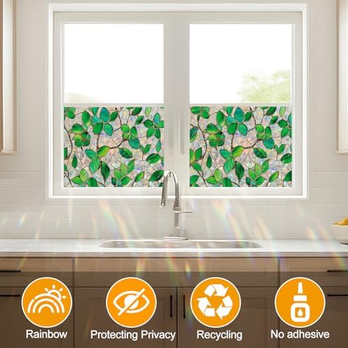 Rainbow Stained Glass Window Privacy Film Static Cling45.2x78.7in