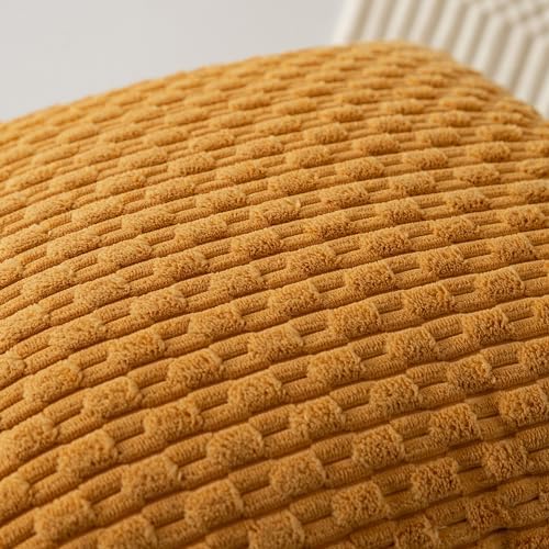 Kevin Textile Soft Corduroy 16x16 Inch Pillow Covers 2 Pack, Gold Yellow