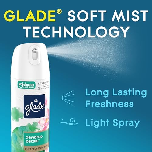 Glade Air Freshener Room Spray, Dewdrop Petals Scent, Odor Fighting to Deliver Long Lasting Freshness, 7.3 Oz, 6 Count