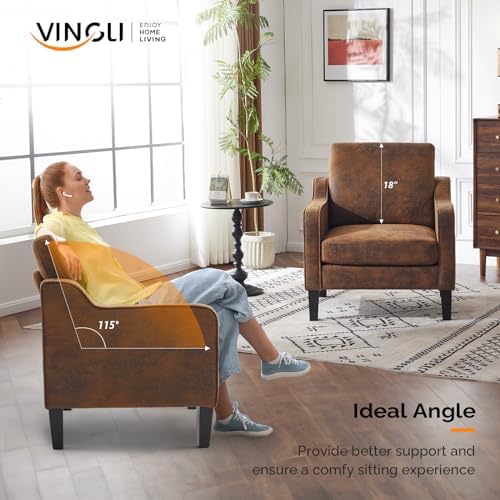 VINGLI Accent Chair Set of 2 Gold Foil Upholstered Armchair, Living Room