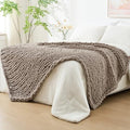 Bigacogo Chunky Knit Throw Blanket for Couch, 51x63 inches, Taupe