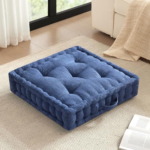 Intelligent Design Floor Pillow, Large Cushion for Meditation, 24x24 Navy