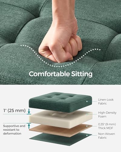 SONGMICS 43.3 Inches Folding Storage Ottoman Bench, Load 660 lb